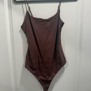 Nuuds Brown Spaghetti Strap Bodysuit, size M